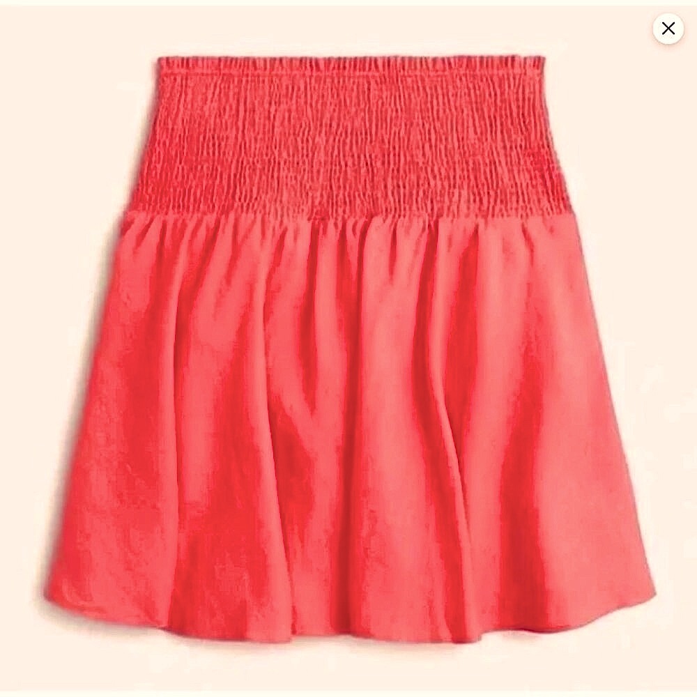 J. Crew Smocked Waist linen Skirt XXL Orange